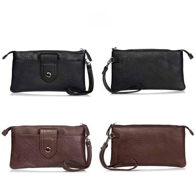 6.4 inch Cowhide Leather Multi-Card Men's Wallet Clutch Bag - Black-14