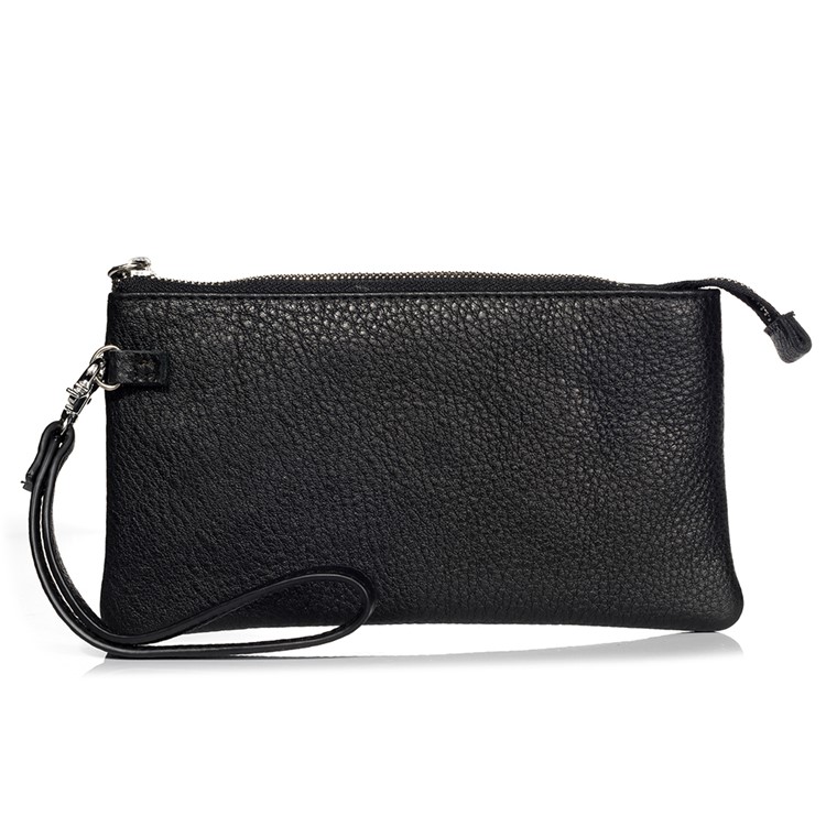 6.4 inch Cowhide Leather Multi-Card Men's Wallet Clutch Bag - Black-2