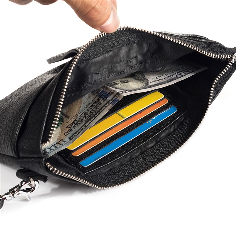 6.4 inch Cowhide Leather Multi-Card Men's Wallet Clutch Bag - Black-3