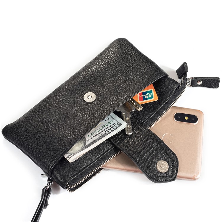 6.4 inch Cowhide Leather Multi-Card Men's Wallet Clutch Bag - Black-4