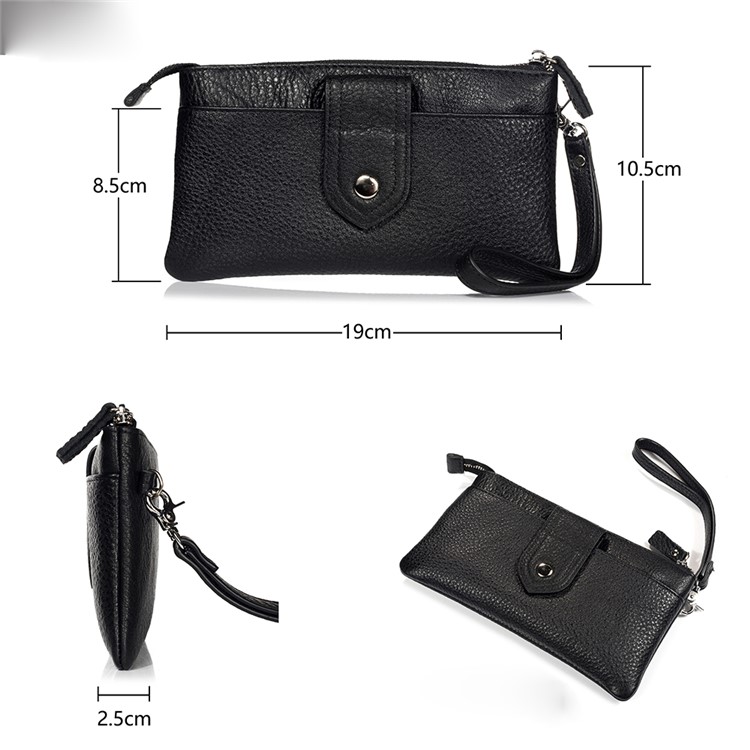 6.4 inch Cowhide Leather Multi-Card Men's Wallet Clutch Bag - Black-6