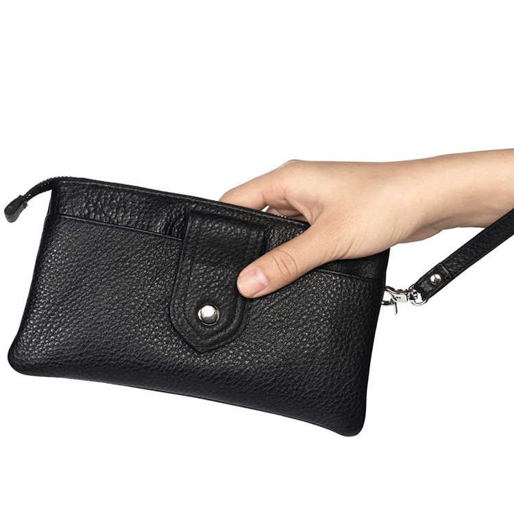 6.4 inch Cowhide Leather Multi-Card Men's Wallet Clutch Bag - Black-7
