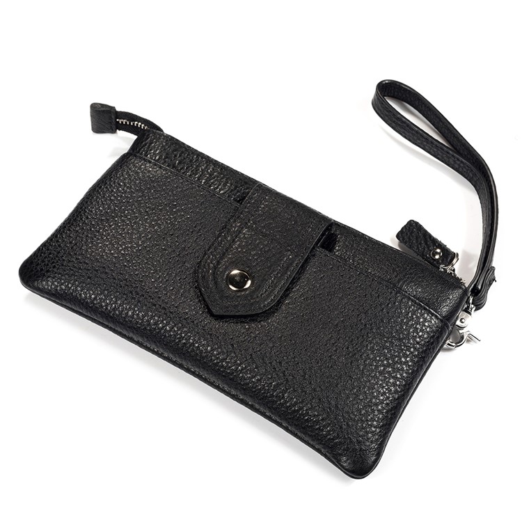 6.4 inch Cowhide Leather Multi-Card Men's Wallet Clutch Bag - Black-8