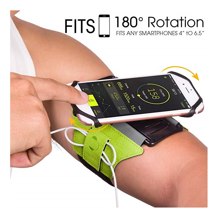 VUP 180 Grados De Rotación Corriendo Para Correr Gimnasio Bicicleta Brazalete Para 4.0-6.0 Pulgadas Teléfonos Móviles - Verde-3