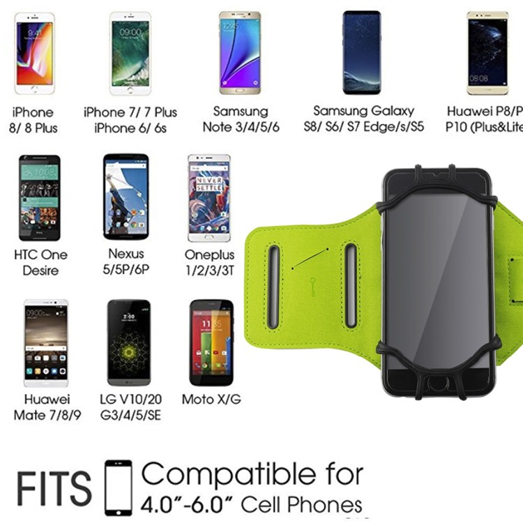 VUP 180 Grados De Rotación Corriendo Para Correr Gimnasio Bicicleta Brazalete Para 4.0-6.0 Pulgadas Teléfonos Móviles - Verde-7