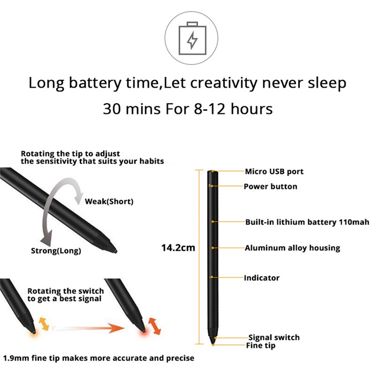 P10 Universal Capacitive Touch Screen Stylus Pen-6