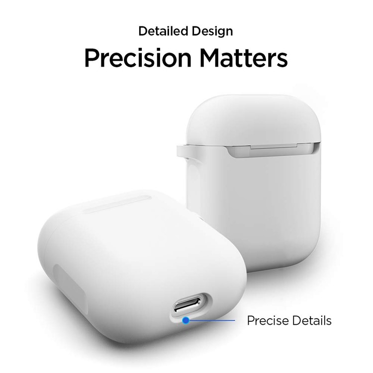 Silicone Protective Case for Apple AirPods Charging Case with Carabiner - White-8