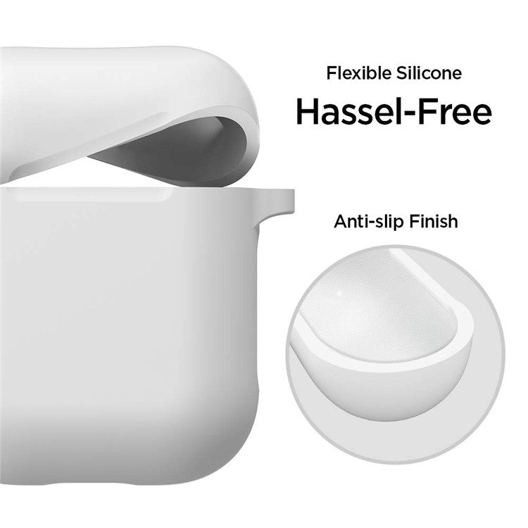 Silicone Protective Case for Apple AirPods Charging Case with Carabiner - White-9
