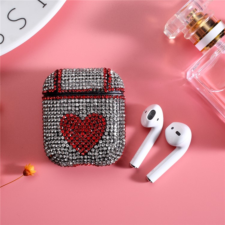 

Rhinestones Decor Bluetooth Earphone Bag Protective Cover for AirPods with Charging Case (2016) - Red Heart, AirPods with Charging Case (2016)