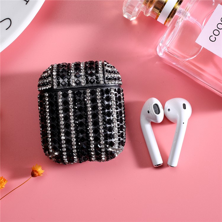 

Rhinestones Decor Bluetooth Earphone Bag Protective Cover for AirPods with Charging Case (2016) - Black Parallel, AirPods with Charging Case (2016)