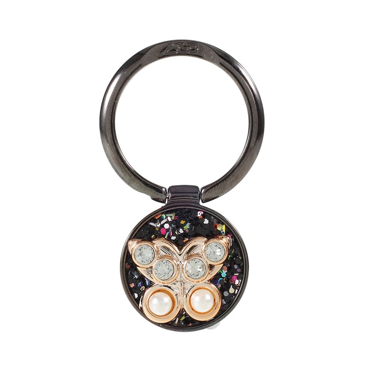 O Suporte Do Aperto Do Anel De Dedo Da Série Do Bowknot Do Cristal De Rocha Do LGD Representa O Smartphone - Tudo Preto-3