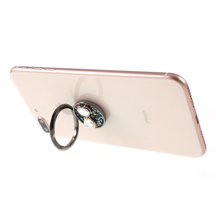 O Suporte Do Aperto Do Anel De Dedo Da Série Do Bowknot Do Cristal De Rocha Do LGD Representa O Smartphone - Tudo Preto-9