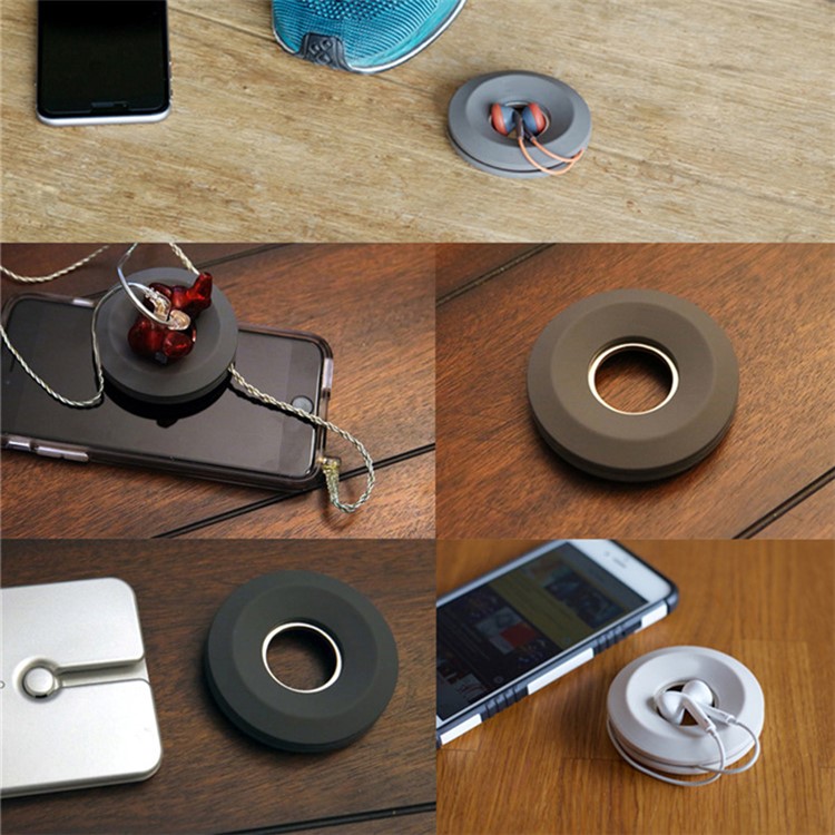 Portable Magnetic Silicone Earphone Management Organizer - Dark Grey-3