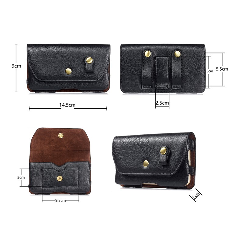 4.7 inch Universal Portable Phone Pouch Leather Waist Bag for iPhone Samsung etc - Black-16