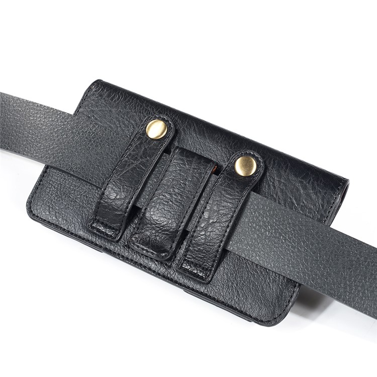 4.7 inch Universal Portable Phone Pouch Leather Waist Bag for iPhone Samsung etc - Black-2