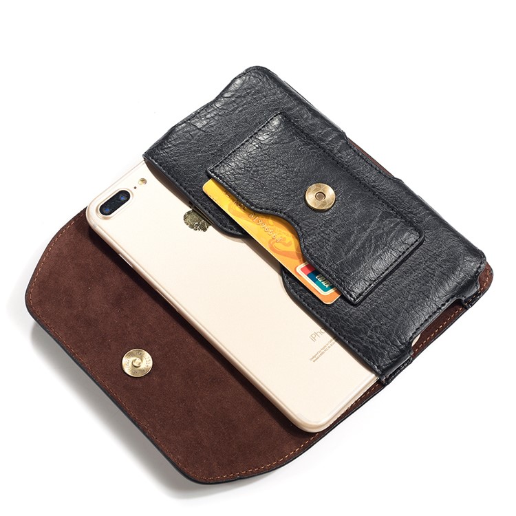 4.7 inch Universal Portable Phone Pouch Leather Waist Bag for iPhone Samsung etc - Black-3