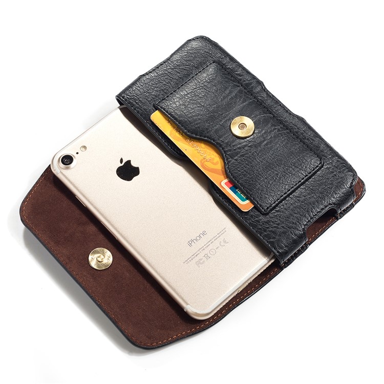 4.7 inch Universal Portable Phone Pouch Leather Waist Bag for iPhone Samsung etc - Black-4