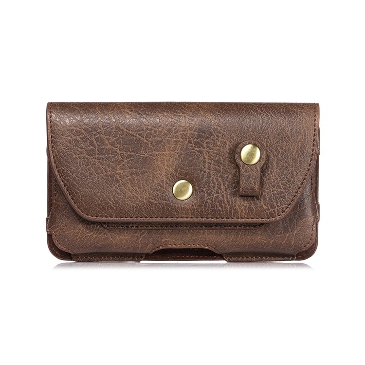 4.7 inch Universal Portable Phone Pouch Leather Waist Bag for iPhone Samsung etc - Brown-2