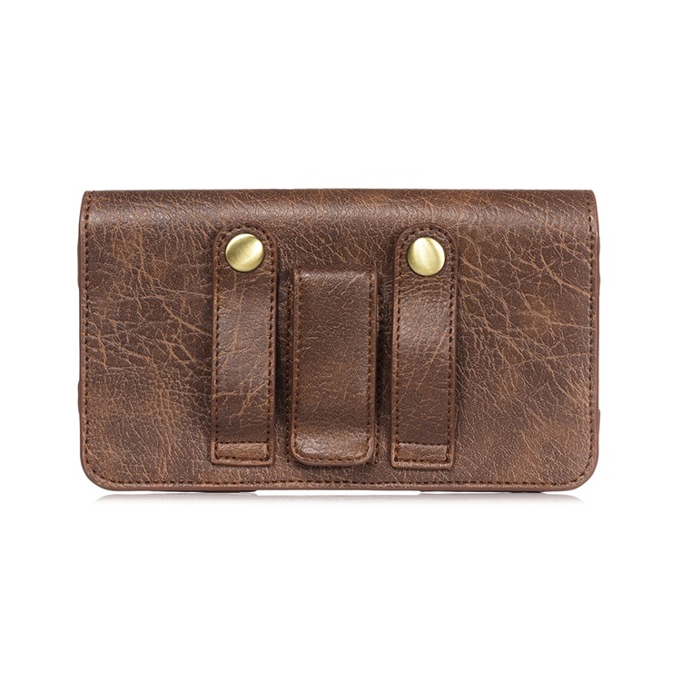 4.7 inch Universal Portable Phone Pouch Leather Waist Bag for iPhone Samsung etc - Brown-3
