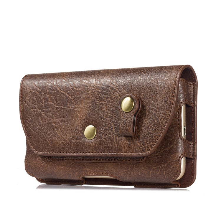 4.7 inch Universal Portable Phone Pouch Leather Waist Bag for iPhone Samsung etc - Brown-4