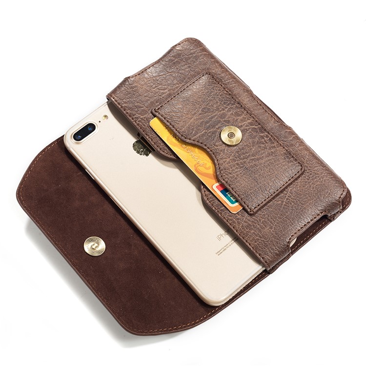 4.7 inch Universal Portable Phone Pouch Leather Waist Bag for iPhone Samsung etc - Brown-5