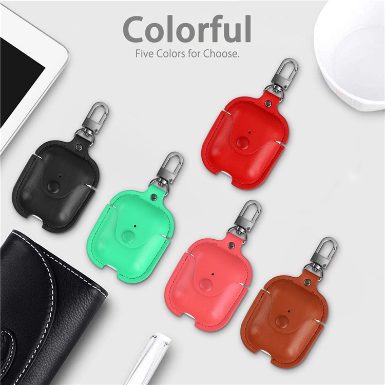 Wireless Bluetooth AirPods PU Leather Protective Case for Apple AirPods with Charging Case (2019)/ with Wireless Charging Case (2019)/with Charging Case (2016) - Red-8