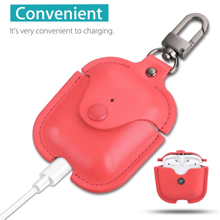 Wireless Bluetooth AirPods PU Leather Protective Case for Apple AirPods with Charging Case (2019)/ with Wireless Charging Case (2019)/with Charging Case (2016) - Watermelon Red-4