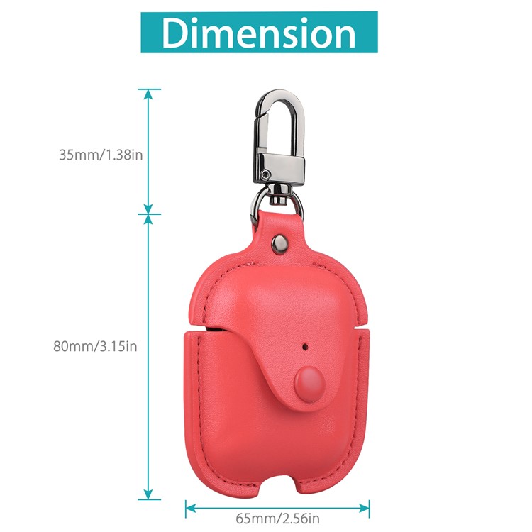 Wireless Bluetooth AirPods PU Leather Protective Case for Apple AirPods with Charging Case (2019)/ with Wireless Charging Case (2019)/with Charging Case (2016) - Watermelon Red-6