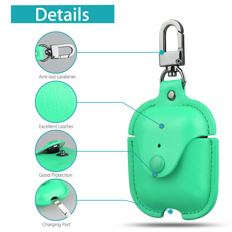 Wireless Bluetooth AirPods PU Leather Protective Case for Apple AirPods with Charging Case (2019)/ with Wireless Charging Case (2019)/with Charging Case (2016) - Green-2