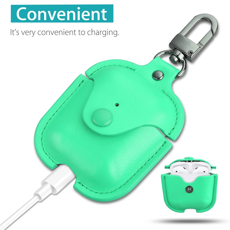 Wireless Bluetooth AirPods PU Leather Protective Case for Apple AirPods with Charging Case (2019)/ with Wireless Charging Case (2019)/with Charging Case (2016) - Green-4