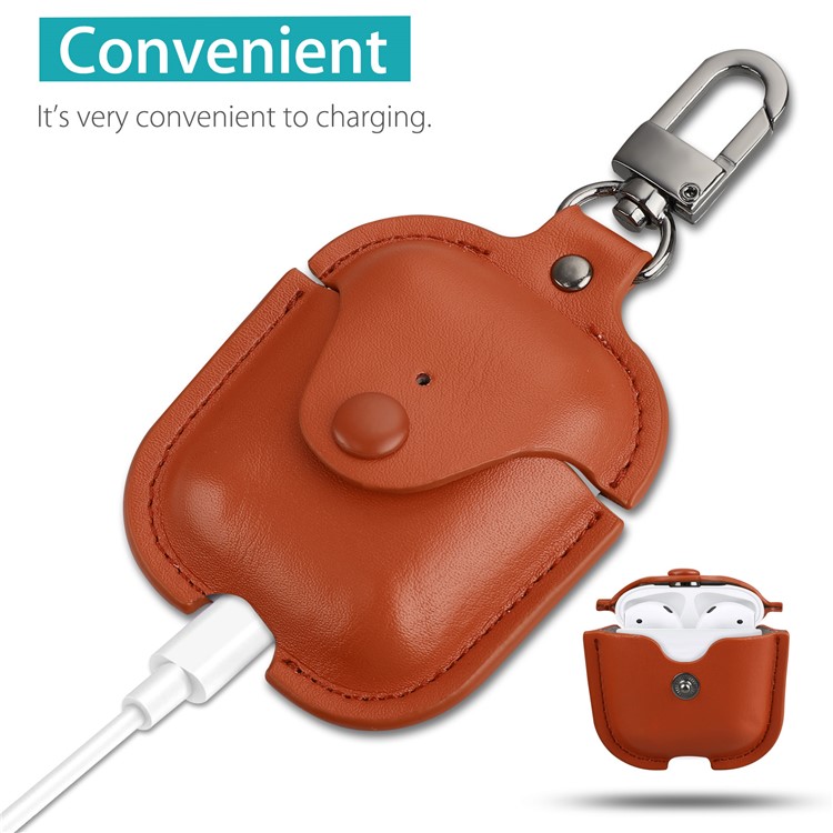 Wireless Bluetooth AirPods PU Leather Protective Case for Apple AirPods with Charging Case (2019)/ with Wireless Charging Case (2019)/with Charging Case (2016) - Brown-4