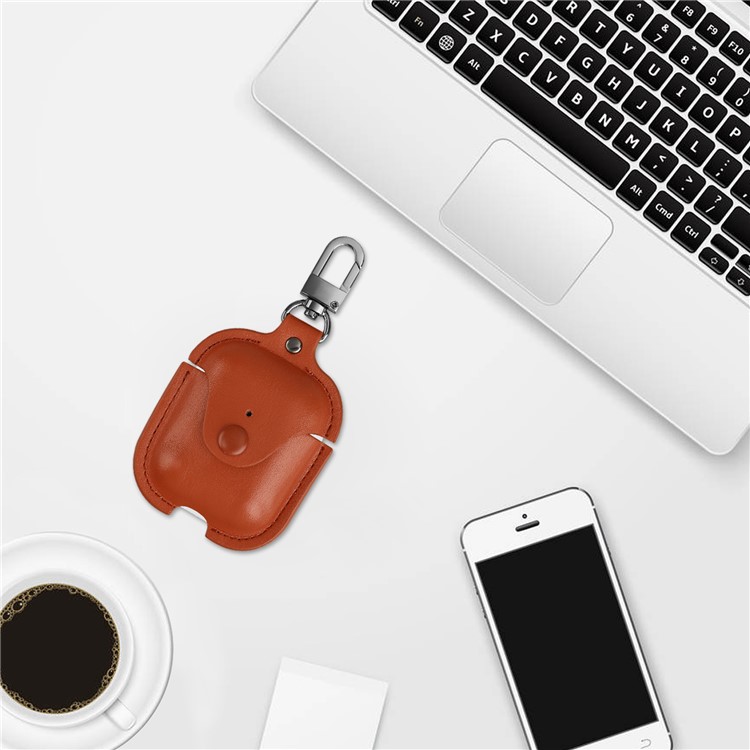 Wireless Bluetooth AirPods PU Leather Protective Case for Apple AirPods with Charging Case (2019)/ with Wireless Charging Case (2019)/with Charging Case (2016) - Brown-7