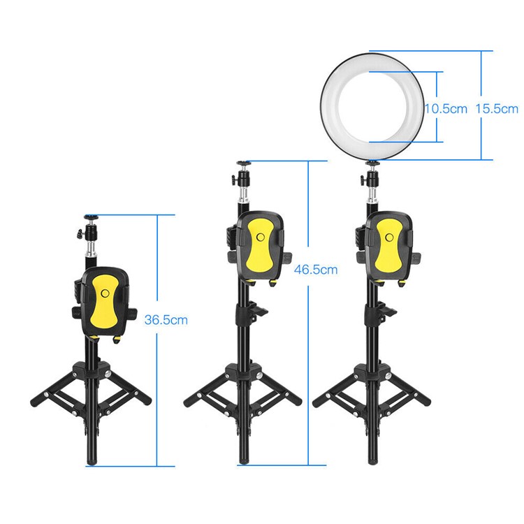 Mini 6-inch Dimmable Ring Light LED Tabletop Lamp with Cell Phone Holder and Metal Tripod Stand for Video Shooting and Makeup etc. - White-10