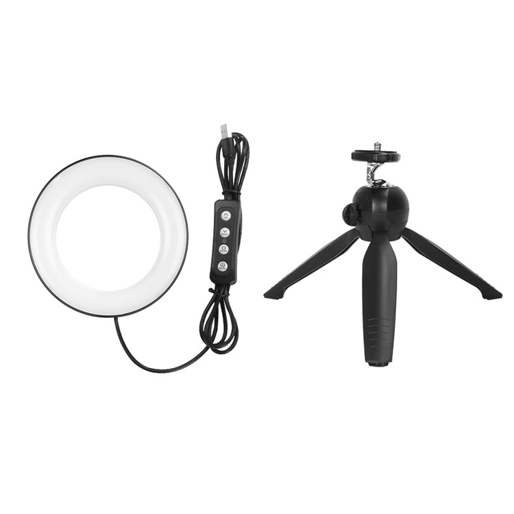 6 inch Ring Light LED Camera Light with Tripod Stand Cell Phone Holder Desktop LED Lamp for Video Shooting and Makeup with 3 Light Modes-8