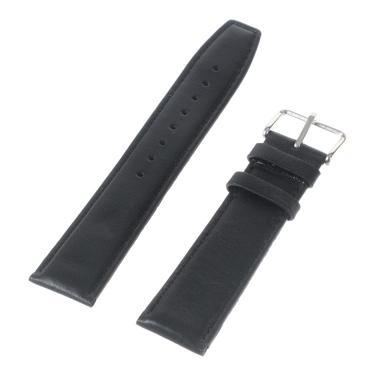 22mm Genuine Leather Watchband for Moto 360 46mm 2nd Gen/Samsung R380 Etc - Black-1