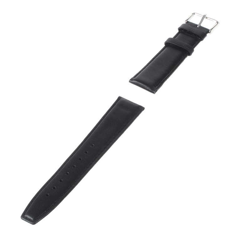 22mm Genuine Leather Watchband for Moto 360 46mm 2nd Gen/Samsung R380 Etc - Black-2