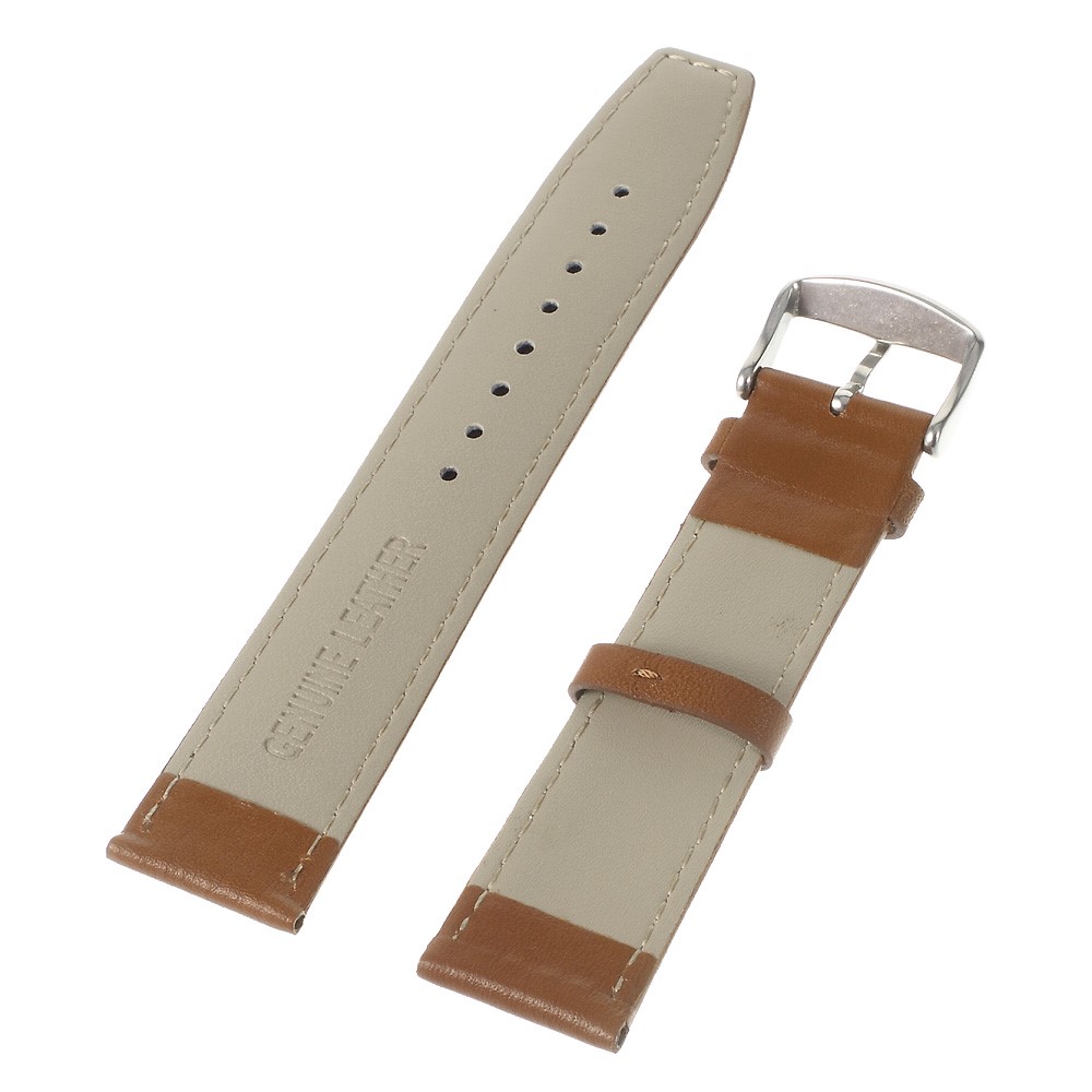 22mm Genuine Leather Watchband for Moto 360 46mm 2nd Gen/Pebble Time Etc - Brown-2