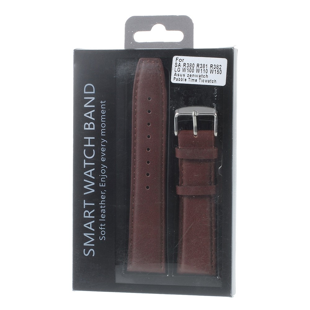 22mm Genuine Leather Watchband for Moto 360 46mm 2nd Gen/LG G Watch Etc - Coffee-6