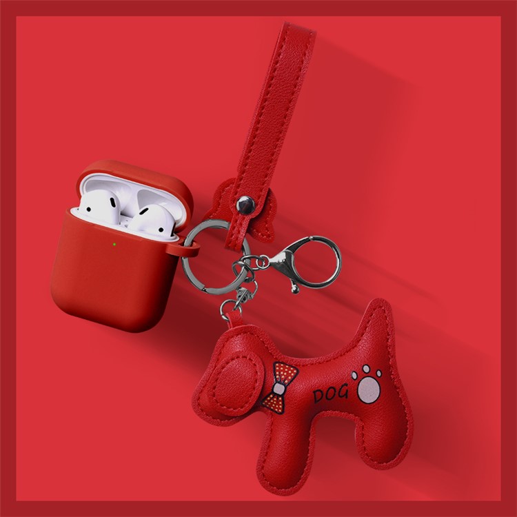 

LEEU DESIGN Aesthetic Pendant Cartoon Protective Cases for Apple AirPods with Charging Case (2016) - Red/Dog, Apple AirPods with Charging Case (2016)