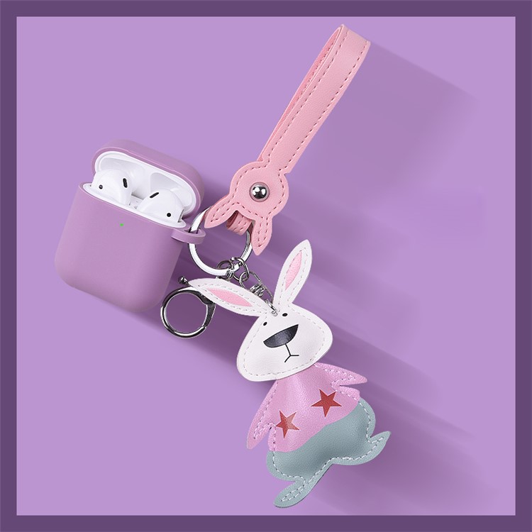 

LEEU DESIGN Мультипликационный Защитный Футляр Для Яблочных Аэродромов С Зарядным Чехлом (2016) - Фиолетовый / Голубой / Кролик, Apple AirPods with Charging Case (2016)
