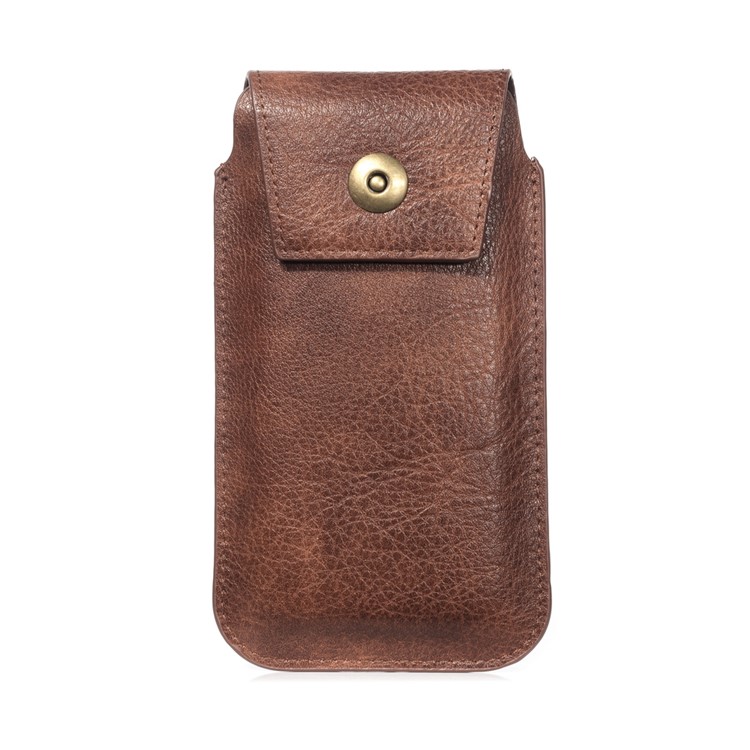 5,5 Zoll PU-Leder Handytasche Gürteltasche Mit Metallschnalle, Größe: 17 X 9,5 X 2 Cm - Braun-2