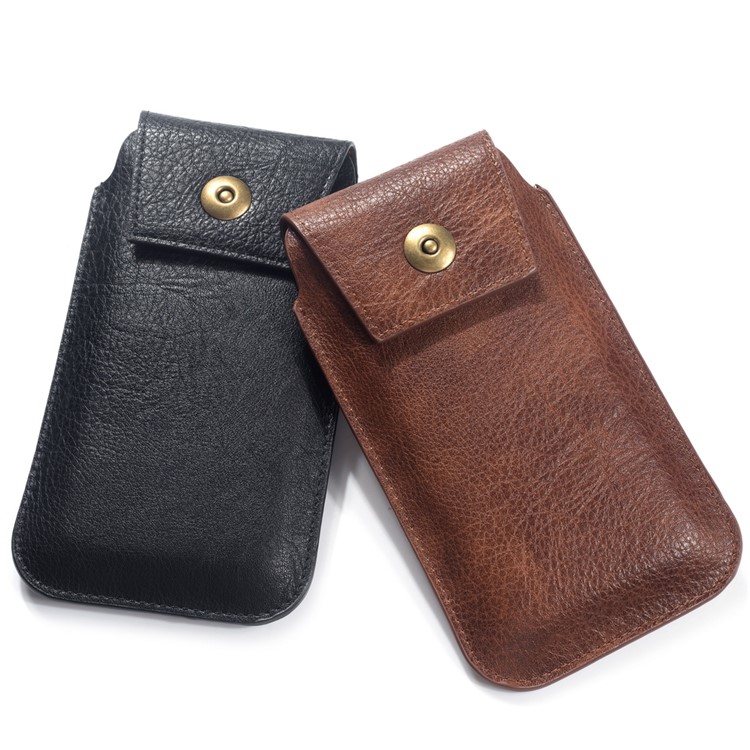 5,5 Zoll PU-Leder Handytasche Gürteltasche Mit Metallschnalle, Größe: 17 X 9,5 X 2 Cm - Braun-5