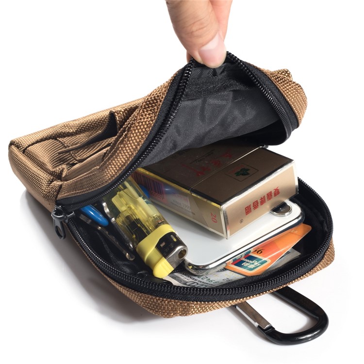 Waterproof Oxford cloth Vertical Cell Phone Pouch Card Holder Case for iPhone XS Max 6.5 inch - Coffee-4