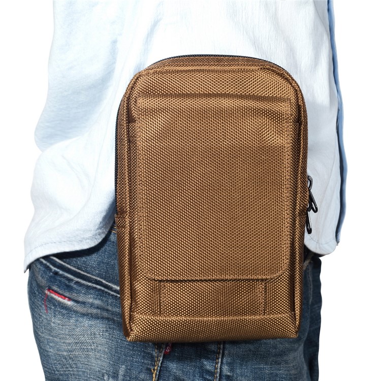 Waterproof Oxford cloth Vertical Cell Phone Pouch Card Holder Case for iPhone XS Max 6.5 inch - Coffee-6