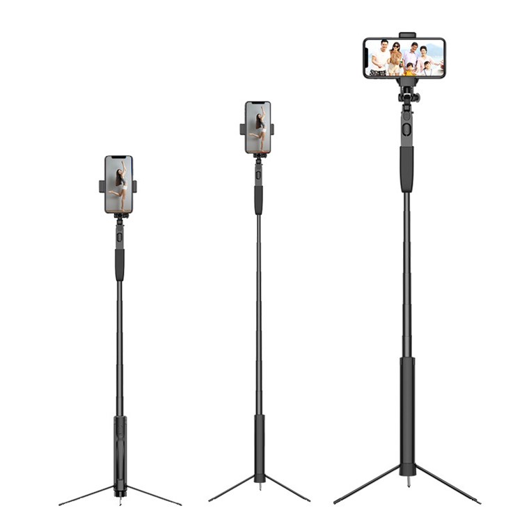 A21 Bluetooth Retardateur Pôle Télescopique Trépied Poche Stabilisateur Anti-shake Lumière Supplémentaire Direct Artefact (version Améliorée De 160 Cm) - Noir-4