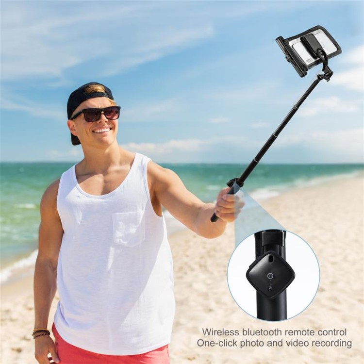 Vara Remota Do Selfie Do Telefone Do Obturador Do Bluetooth Do Monopod DX-80 Impermeável Para O Smartphone De 6,5 Polegadas - Preto-3