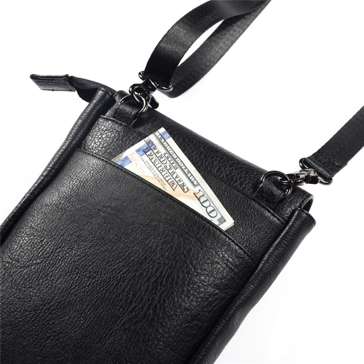 Crossbody Bag Mini Shoulder Bag Wallet Purse Phone Pouch for 7.1-inch Cellphones - Black-12