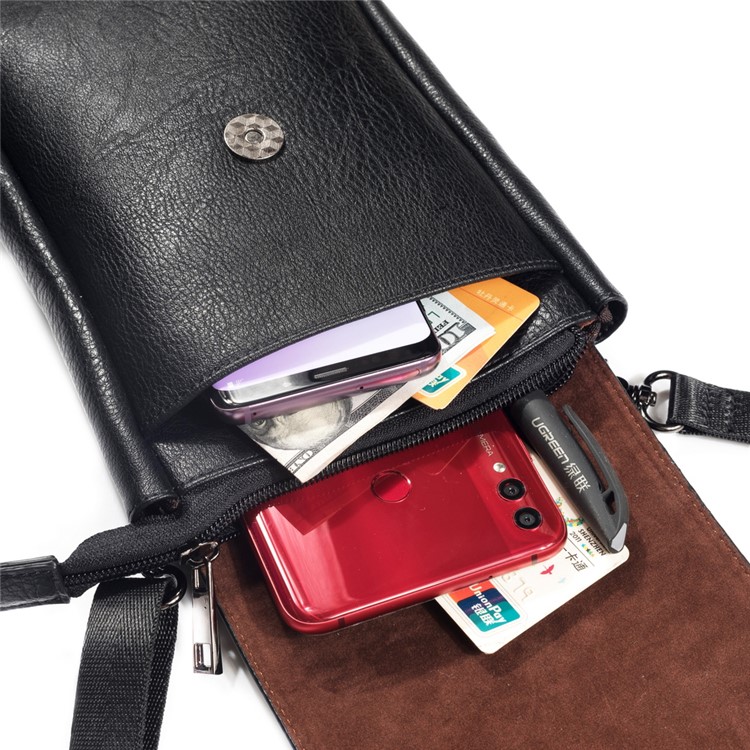 Crossbody Bag Mini Shoulder Bag Wallet Purse Phone Pouch for 7.1-inch Cellphones - Black-13