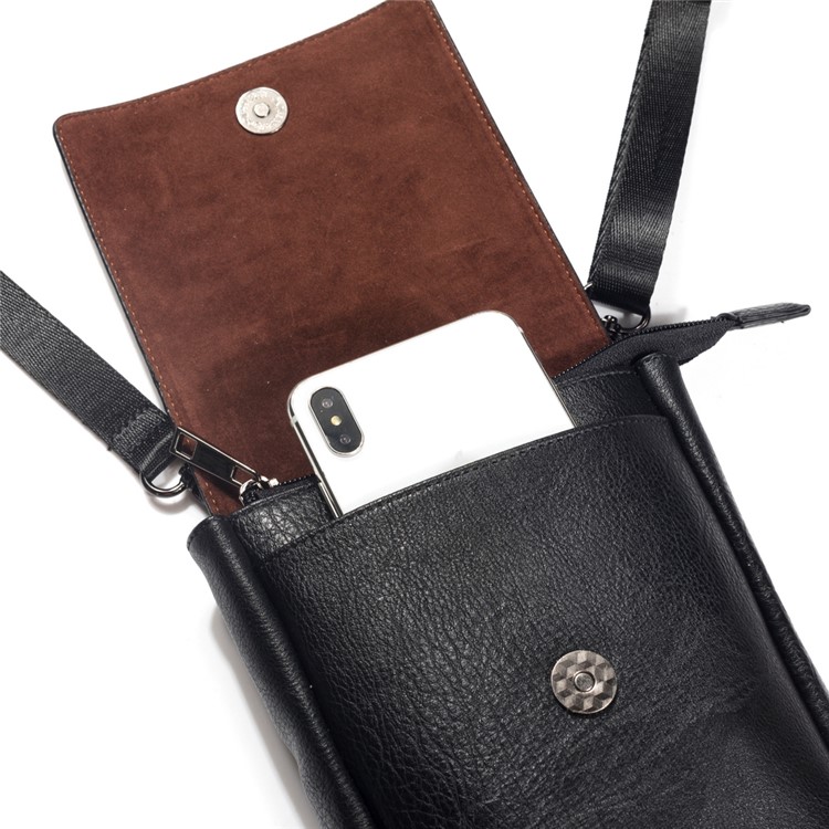 Crossbody Bag Mini Shoulder Bag Wallet Purse Phone Pouch for 7.1-inch Cellphones - Black-14