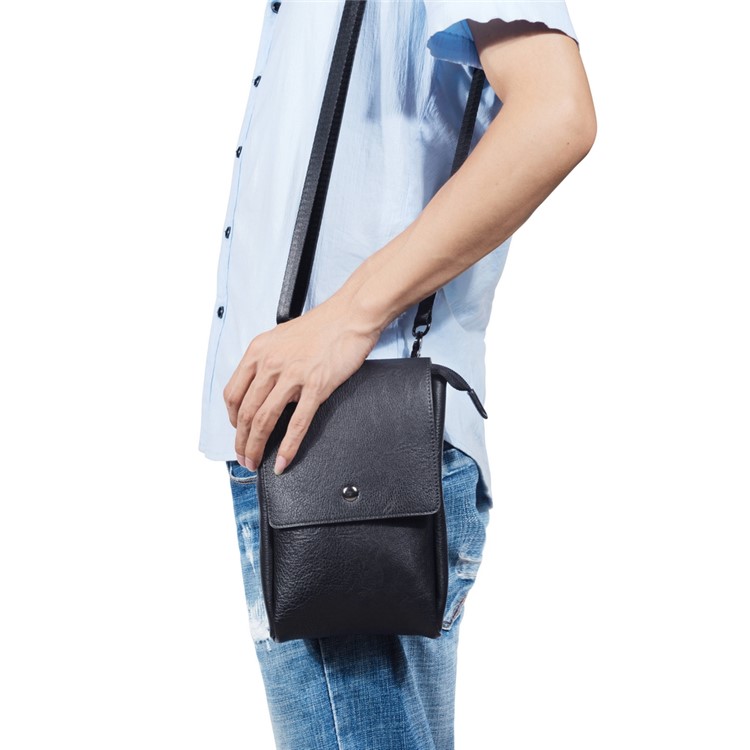 Crossbody Bag Mini Shoulder Bag Wallet Purse Phone Pouch for 7.1-inch Cellphones - Black-17